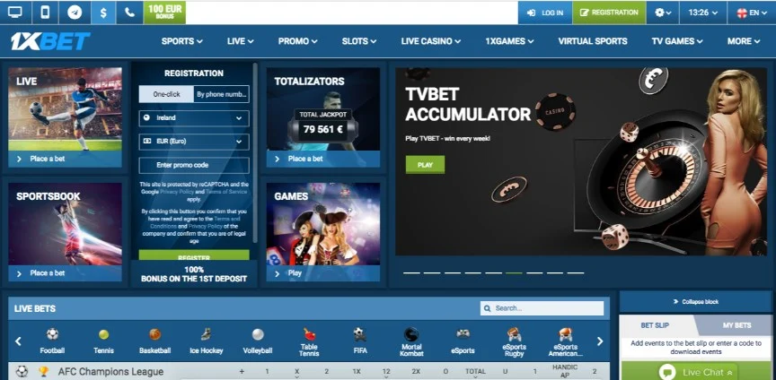 1xbet Homepage Banner