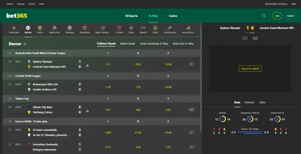 Bet365 Live Sports Betting