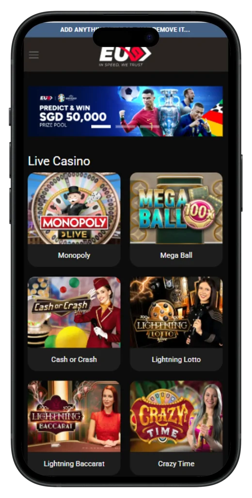 EU9 Casino Mobile view-portrait